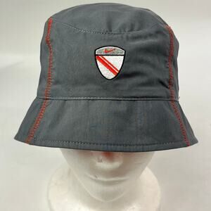 Vintage NWT Nike Reversible Bucket Hat Gray Orange Shield Logo Womens M/L 2001